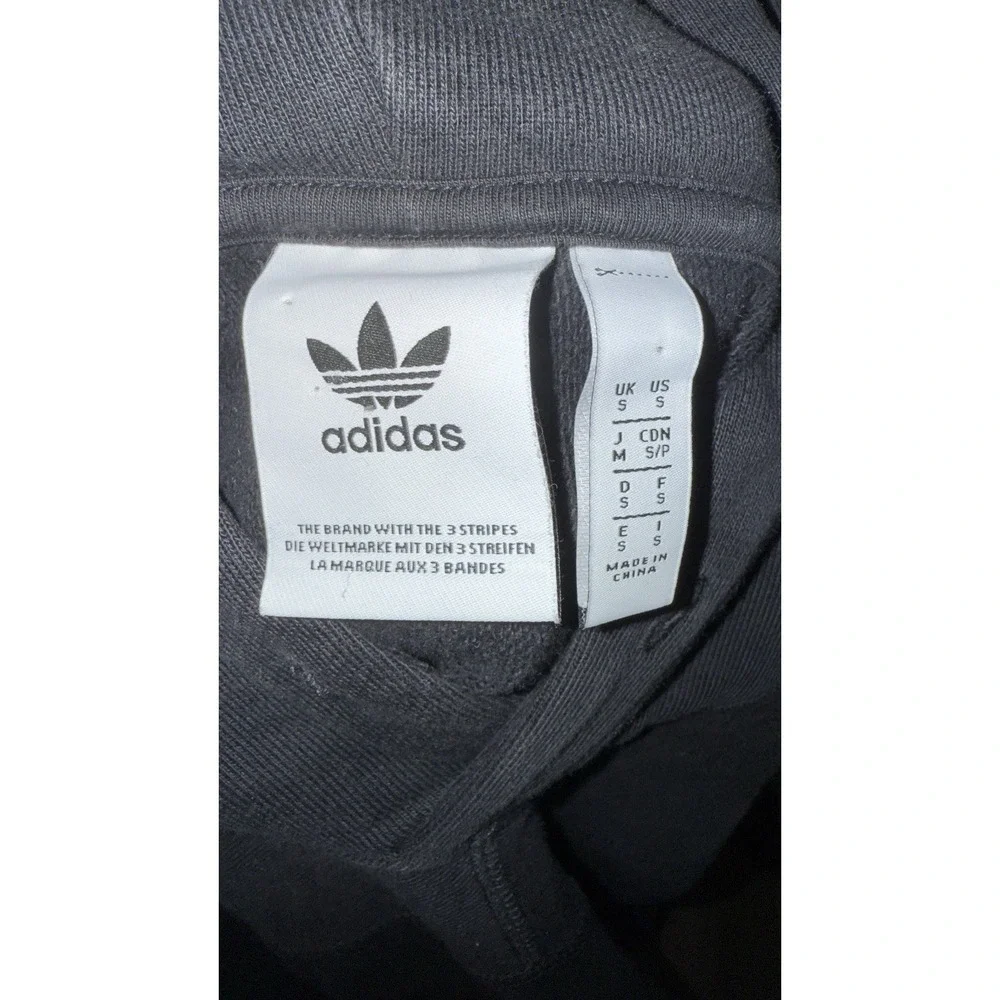 Adidas Originals Mens Hoodie Black White Big Logo Trefoil Pullover Small S